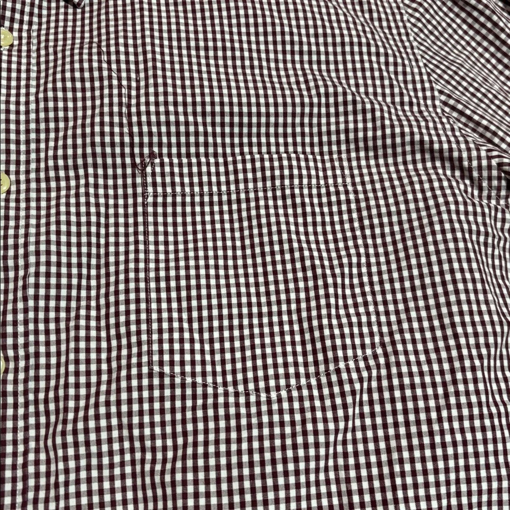 J. Crew 2-Ply Cotton Maroon White Check Button Down Shirt sz XL